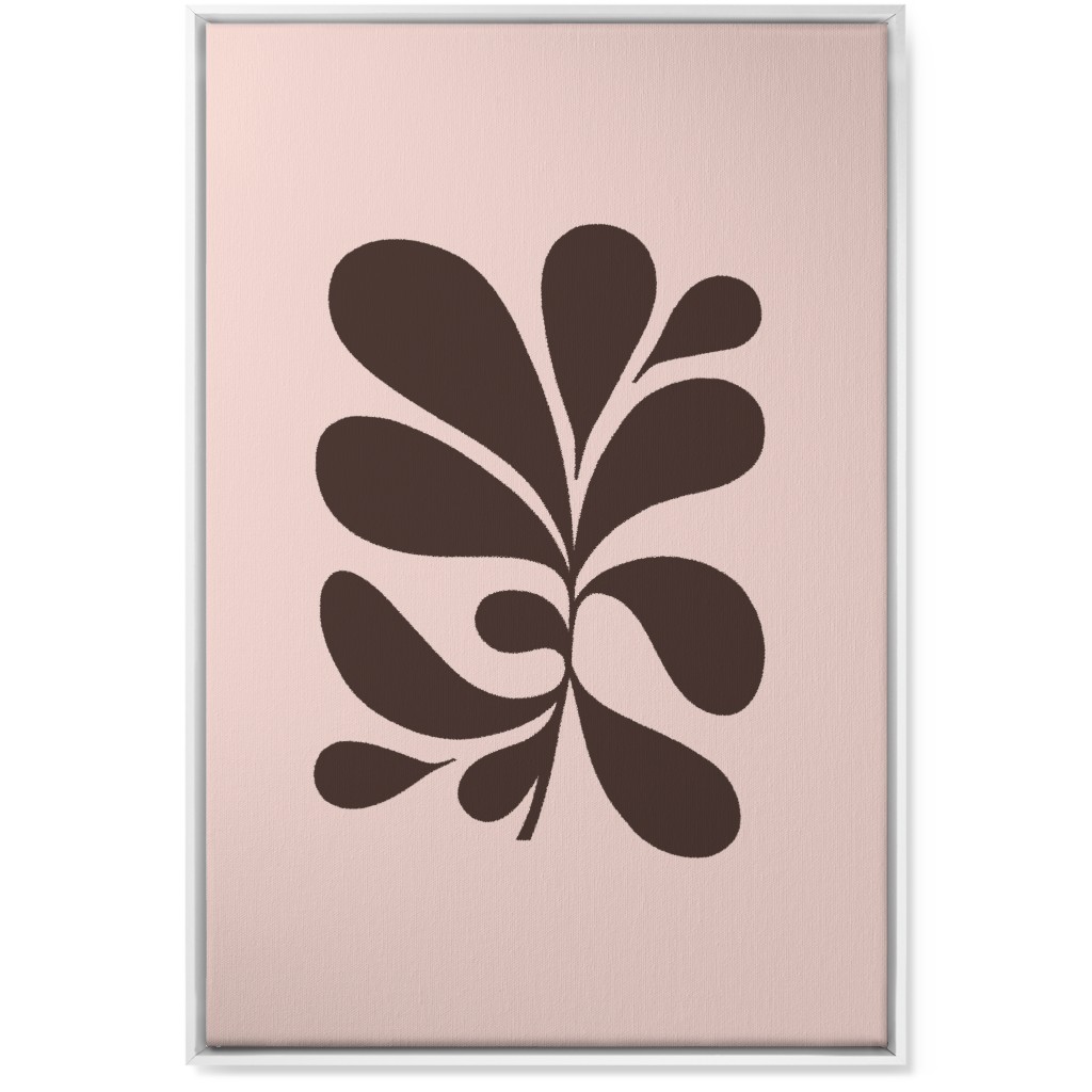 Minimal Foliage - Pink and Brown Wall Art, White, Single piece, Canvas, 24x36, Pink