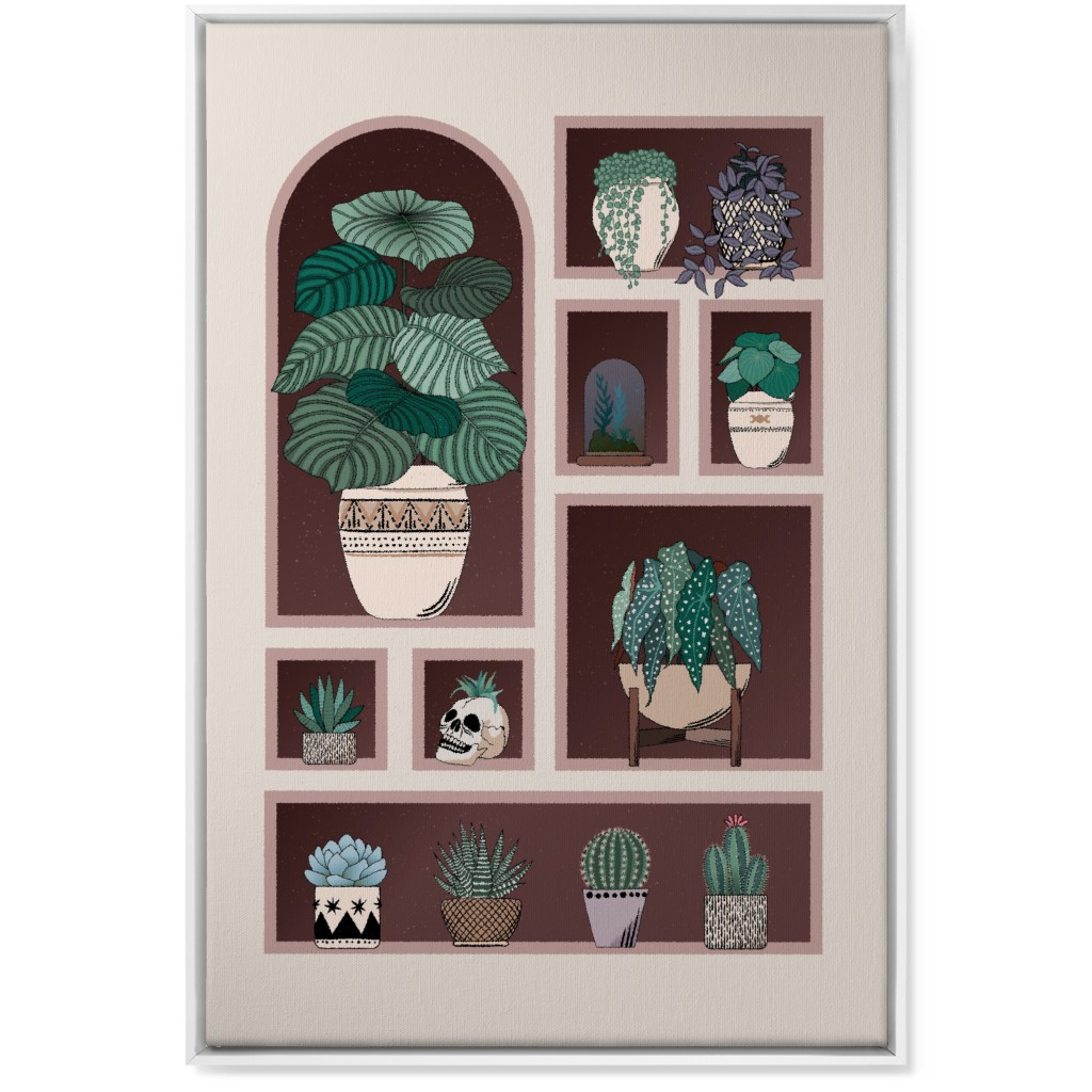 Neatly Arranged Indoor Plants - Neutral Wall Art, White, Single piece, Canvas, 24x36, Multicolor