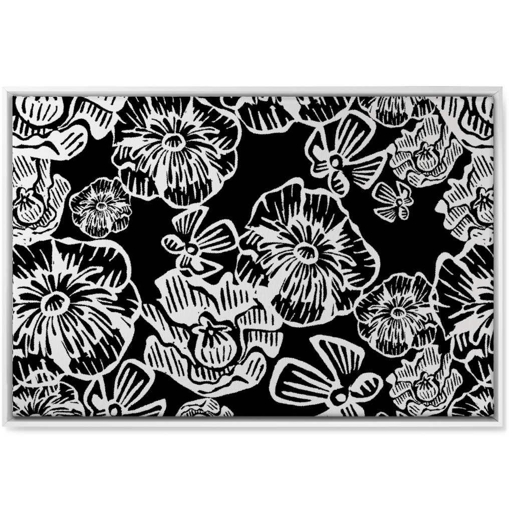 Poppy Arty Wall Art, White, Single piece, Canvas, 24x36, Black, Black