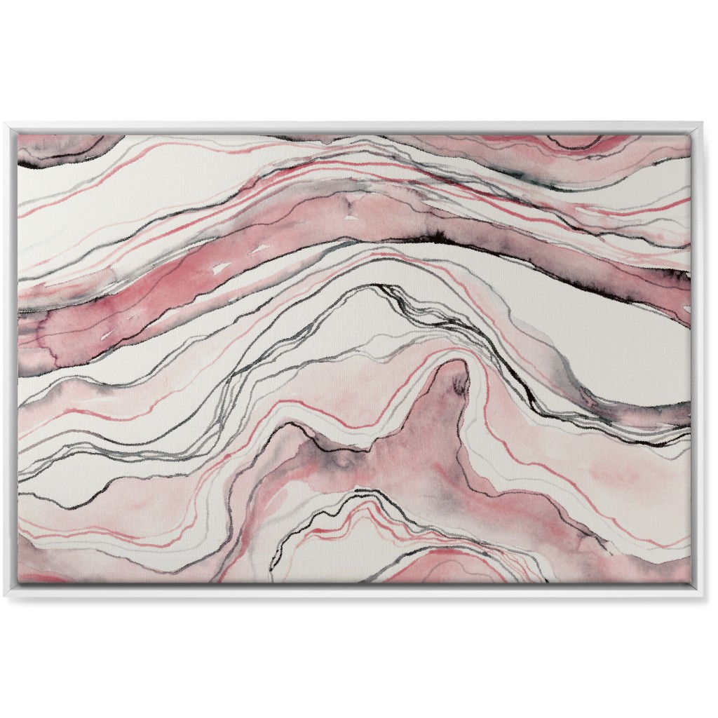 Marbled Watercolor Stone - Pink Wall Art, White, Single piece, Canvas, 24x36, Pink