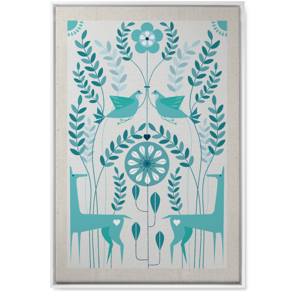 Peaceful Folk of the Forest Wall Art, White, Single piece, Canvas, 24x36, Blue, True Blue