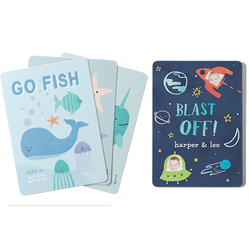 Moon And Stars Blast Off Card Game, Go Fish, Blue