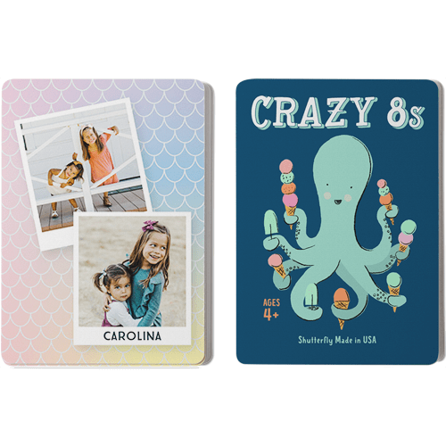 Nautical Mermaid Scales Card Game, Crazy 8s, Pink