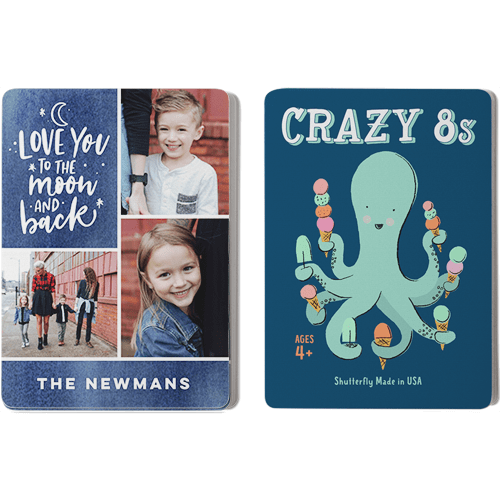 Love You To The Moon and Back Card Game, Crazy 8s, Blue