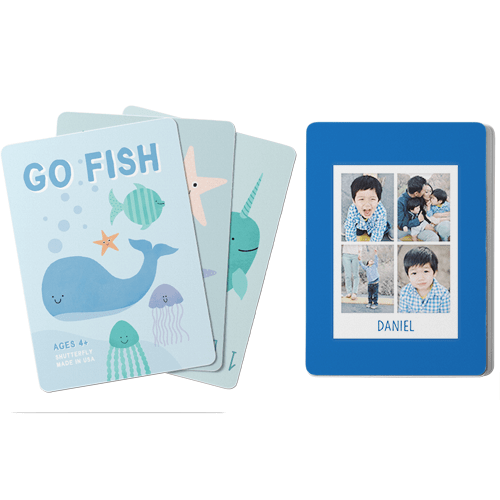 Photo Frame Card Game, Go Fish, Blue