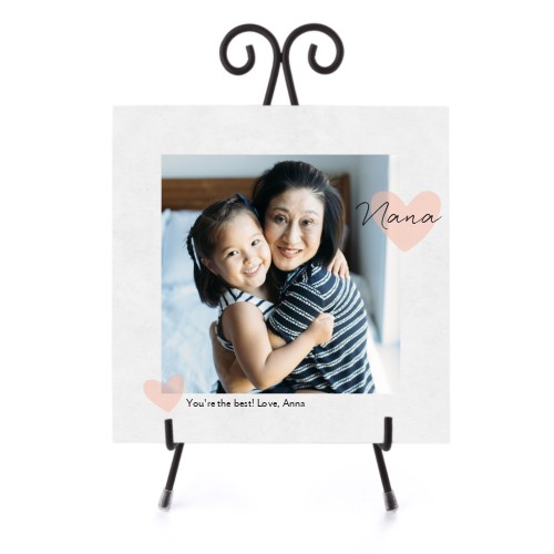 Whimsical Hearts Ceramic Tile, glossy, 8x8, Pink, salmon