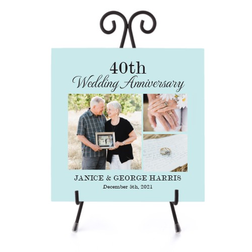 Classic Anniversary Collage Ceramic Tile, glossy, 8x8, Multicolor