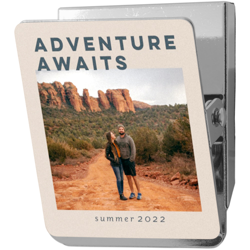 Adventure Awaits Clip Magnet, 2x2.5, Beige