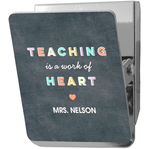 Teaching Heart Clip Magnet, 2x2.5, Gray