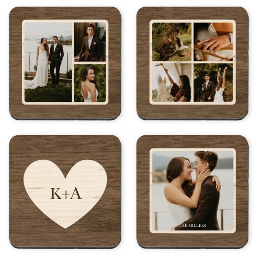 Ingrained Love Initials Coaster, Brown