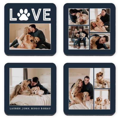 Love Pawprint Coaster, Black