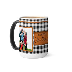 leather patch plaid color changing mug