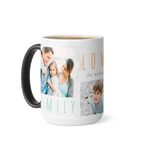 Marble Family Love Joy Color Changing Mug, 15oz, Gray, dove gray