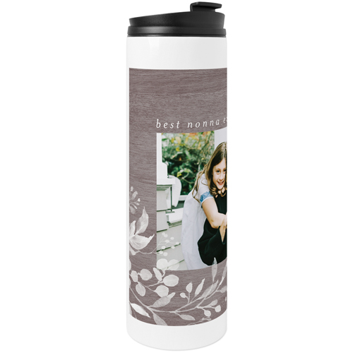 Rustic Soft Florals Stainless Steel Travel Mug, White,  , 20oz, White