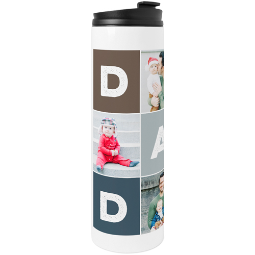 Colorblock Dad Stainless Steel Travel Mug, White,  , 20oz, Brown