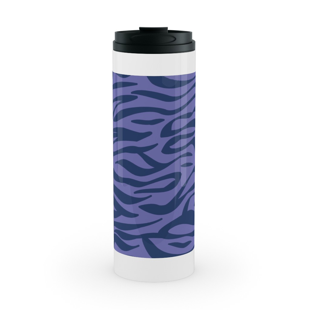 Zebra Animal Print - Purple Stainless Mug, White,  , 16oz, Purple