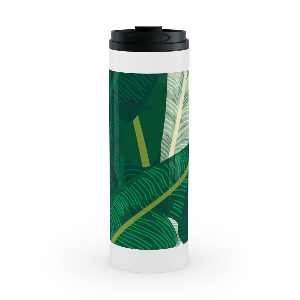 Classic Banana Leaves - Palm Springs Green Stainless Mug, White,  , 16oz, Green