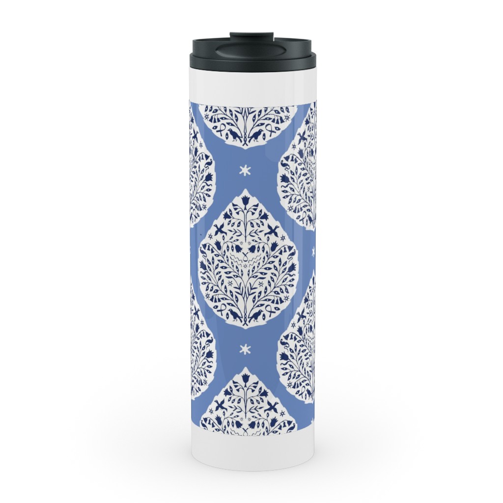 Conway Paisley - Cobalt and Navy Stainless Mug, White, , 20oz, Blue, True Blue