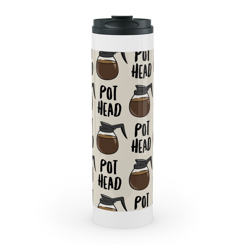 Coffee Pots - Beige Stainless Mug, White,  , 20oz, Brown