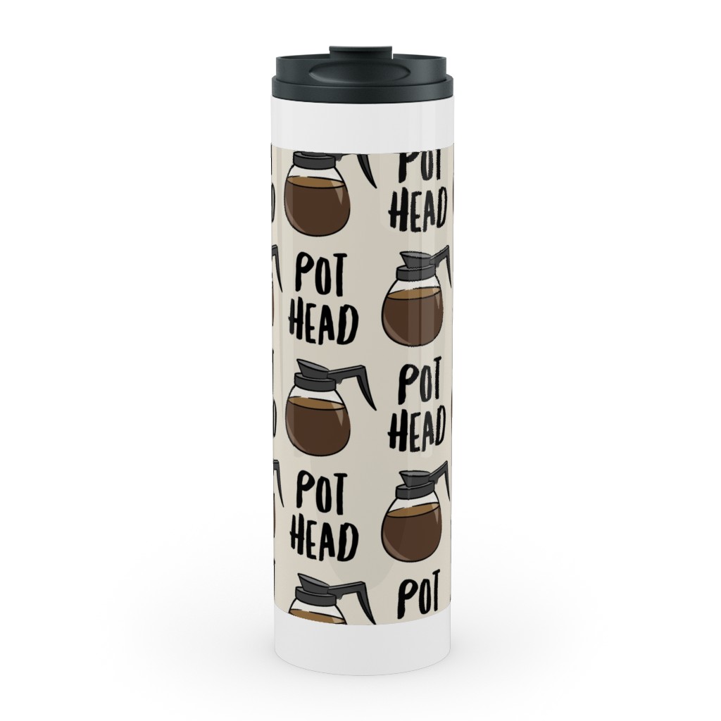 Coffee Pots - Beige Stainless Mug, White, , 20oz, Brown, Brown