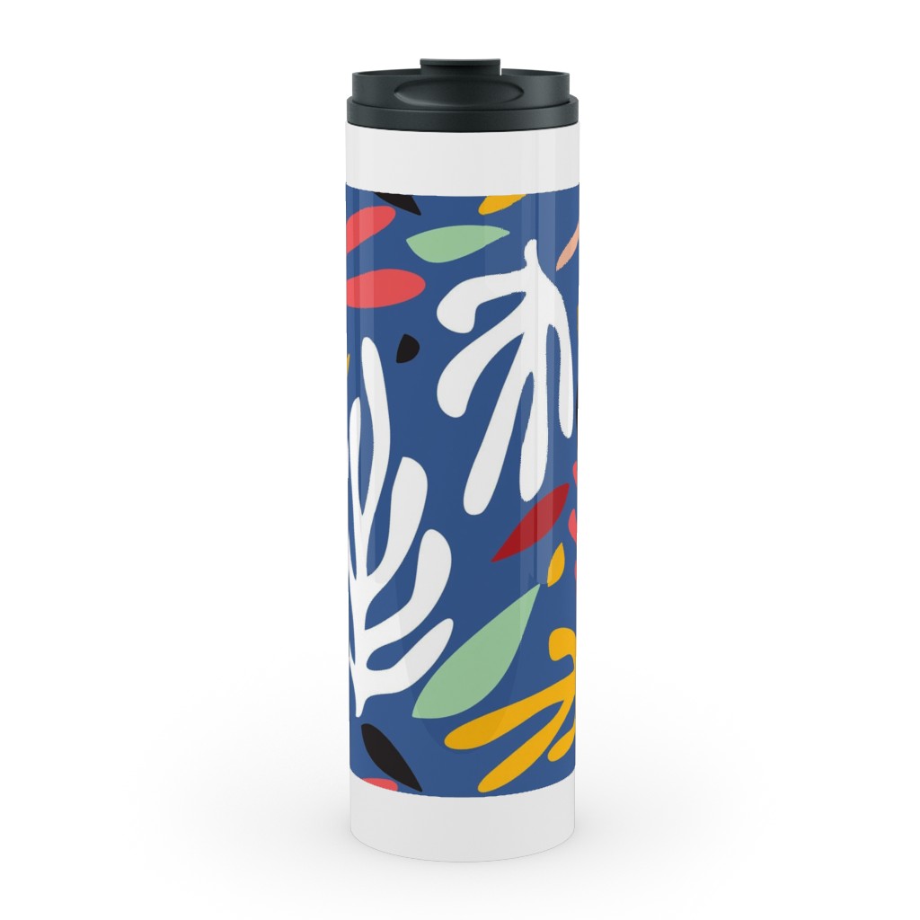 Matisse Style Leaves - Multi Stainless Mug, White, , 20oz, Multicolor