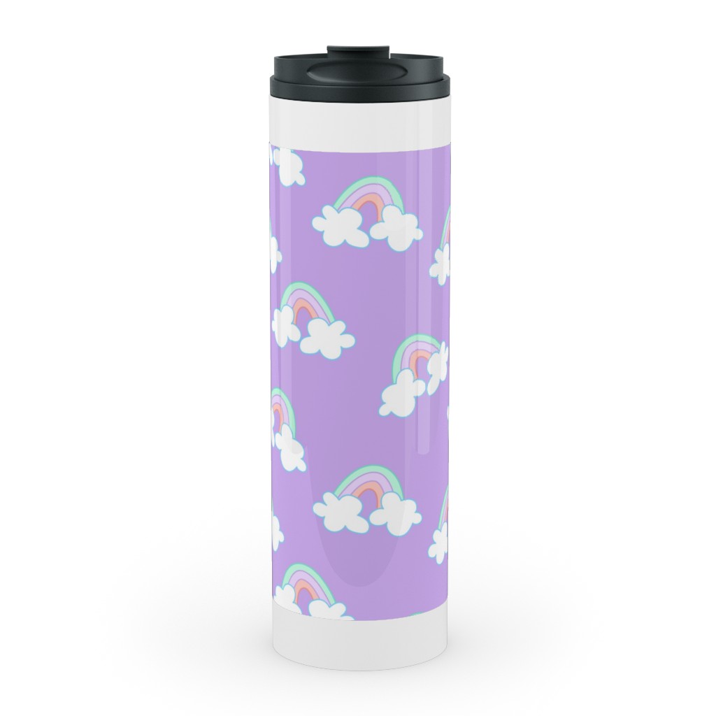 Nicola Unicorn Rainbows Stainless Mug, White, , 20oz, Purple, Lilac