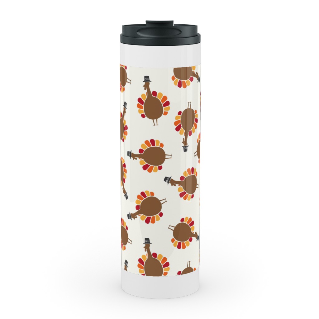 Turkey Toss - Cream Stainless Mug, White, , 20oz, Brown, Brown