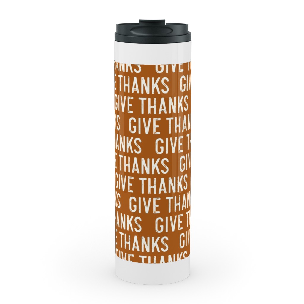 Give Thanks Stainless Mug, White, , 20oz, Orange, Earth