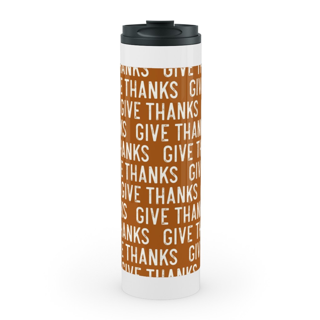 Give Thanks Stainless Mug, White,  , 20oz, Orange