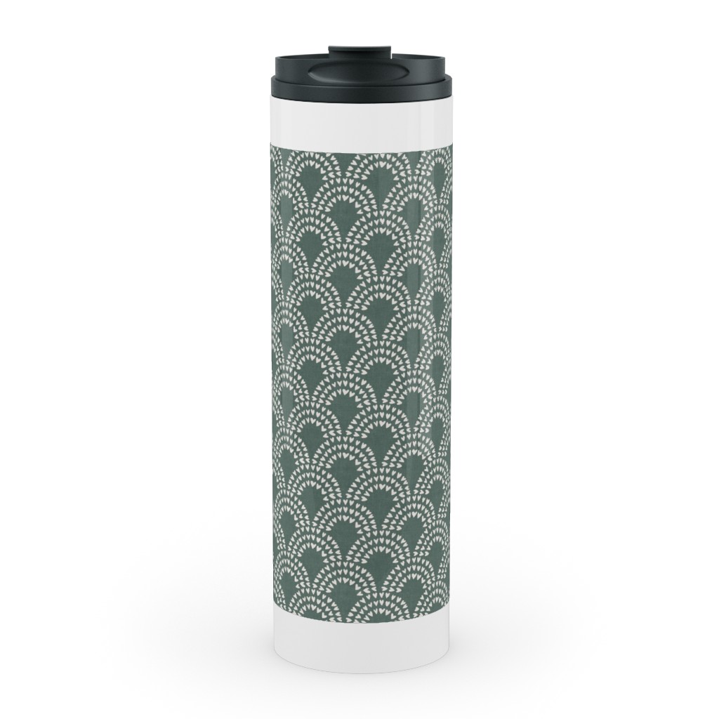 Scalloped Heart Rainbows - Pine Green Stainless Mug, White, , 20oz, Green, Classic Green