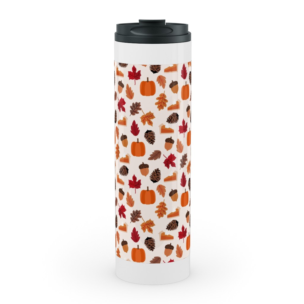 Autumn Leaves and Pumpkin Pie - Multi Stainless Mug, White,  , 20oz, Multicolor
