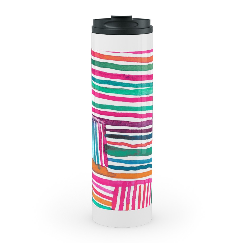 Linear Meditation Stainless Mug, White,  , 20oz, Multicolor