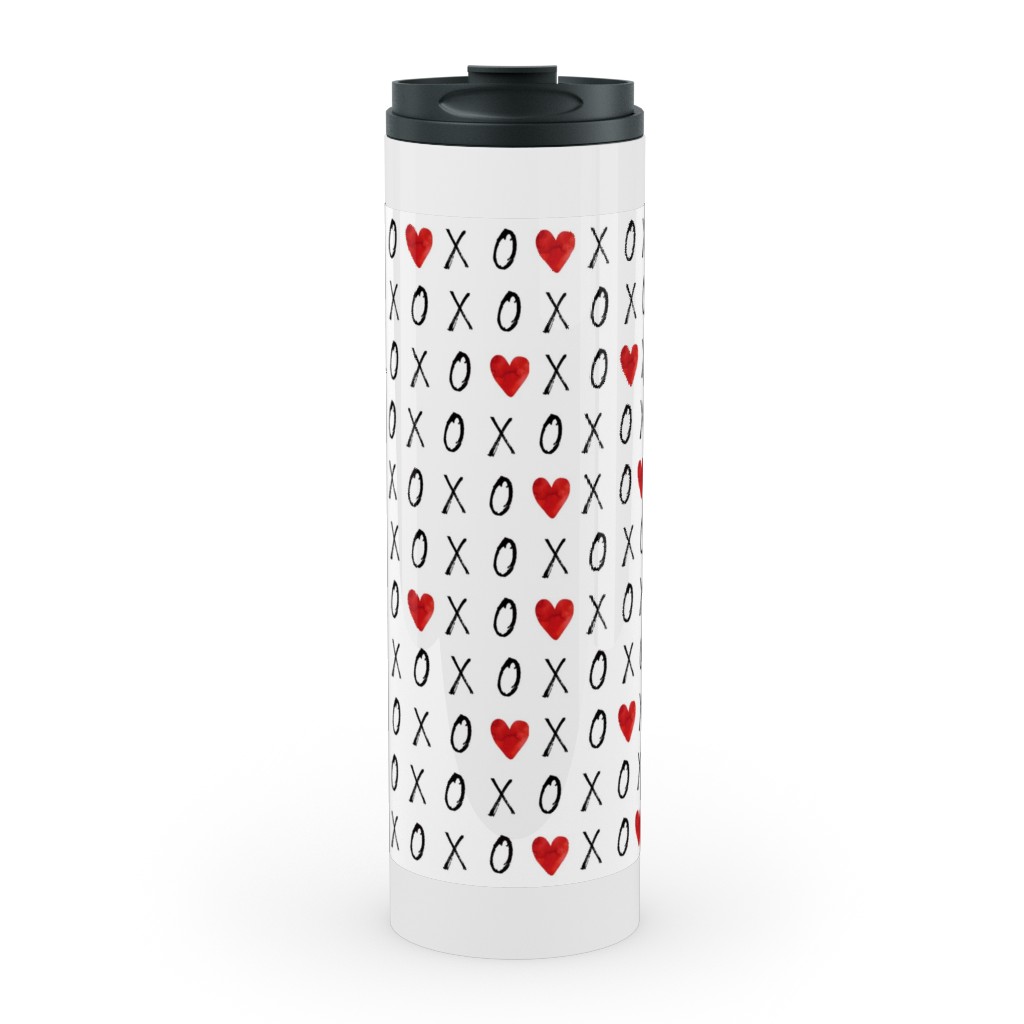 Mini Xoxo With Hearts - White Stainless Mug, White, , 20oz, Red, Red