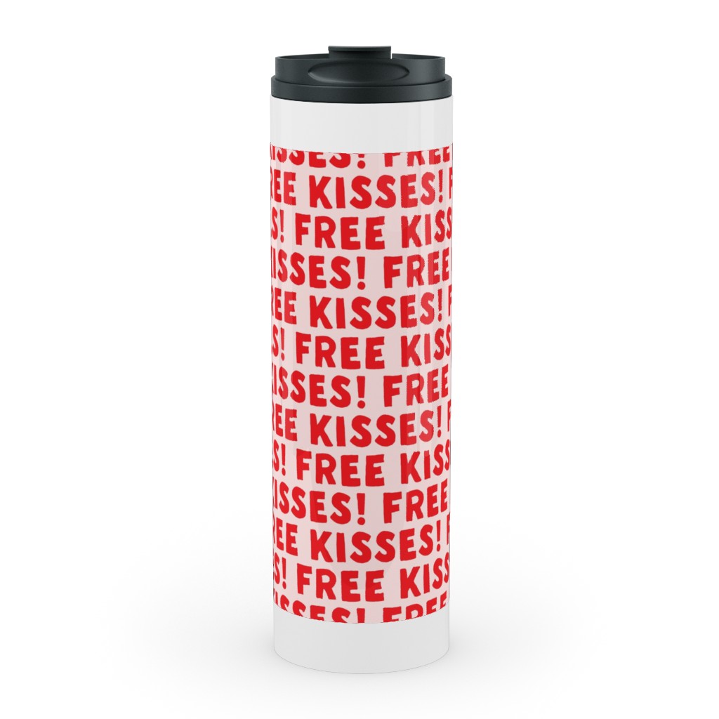 Free Kisses! - Red on Pink Stainless Mug, White,  , 20oz, Red