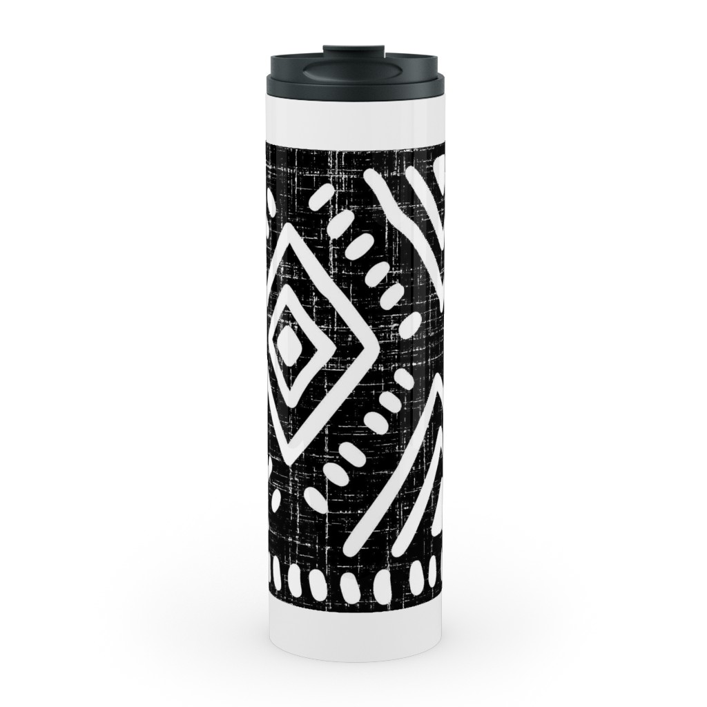 Abstract Diamond Stainless Mug, White,  , 20oz, Blue
