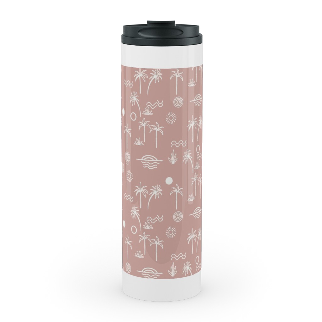 Summer Sun - Rose Stainless Mug, White, , 20oz, Pink, Bright Pink
