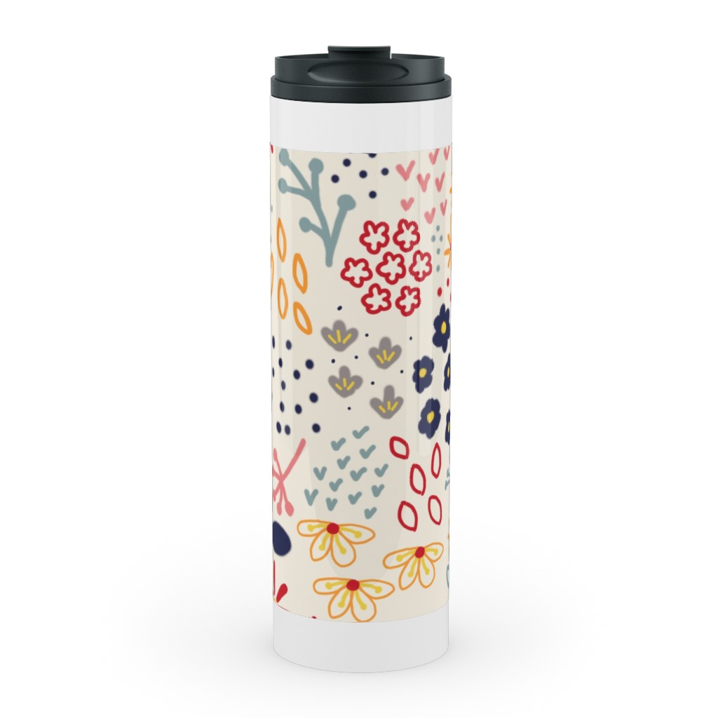 Summer Floral - Light Stainless Mug, White,  , 20oz, Multicolor