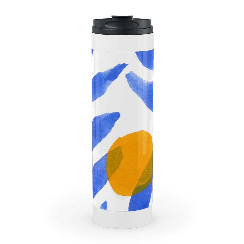 Modern Lemons Block - Blue and Orange Stainless Mug, White,  , 20oz, Blue
