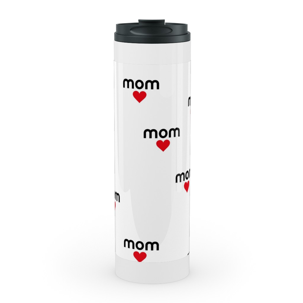 Mom Is Love - Hearts - Black White Red Stainless Mug, White, , 20oz, Red, Red
