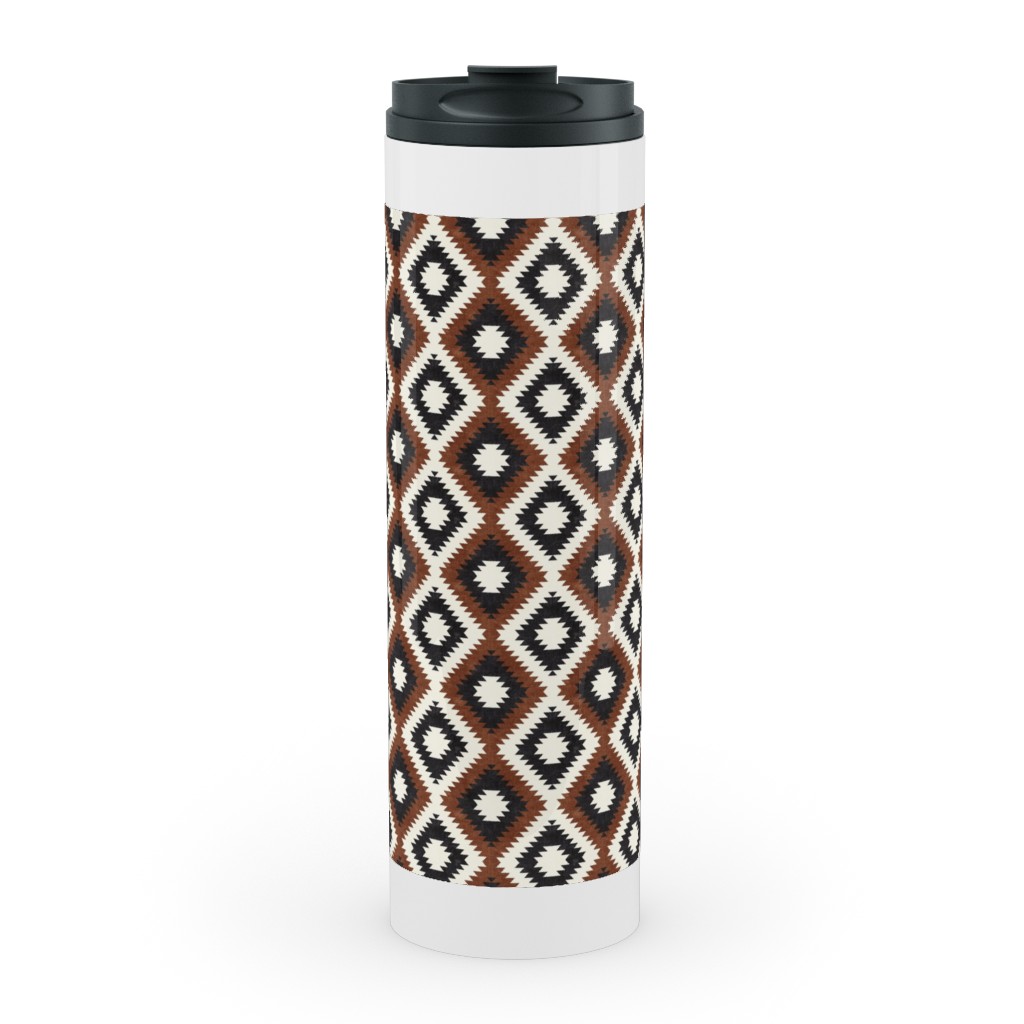 Aztec Stainless Mug, White, , 20oz, Brown, Silver Lining