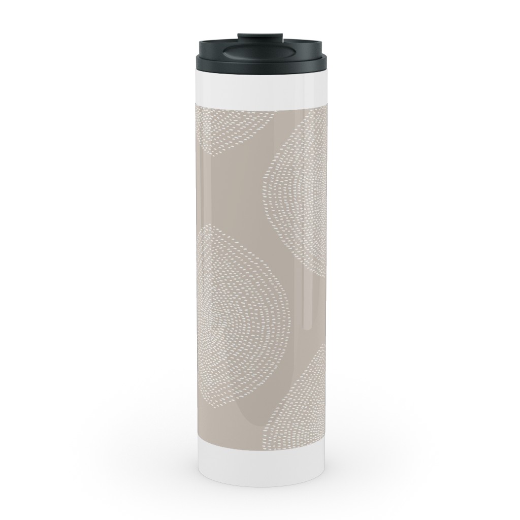 Boho Stripy Drops Stainless Mug, White,  , 20oz, Beige