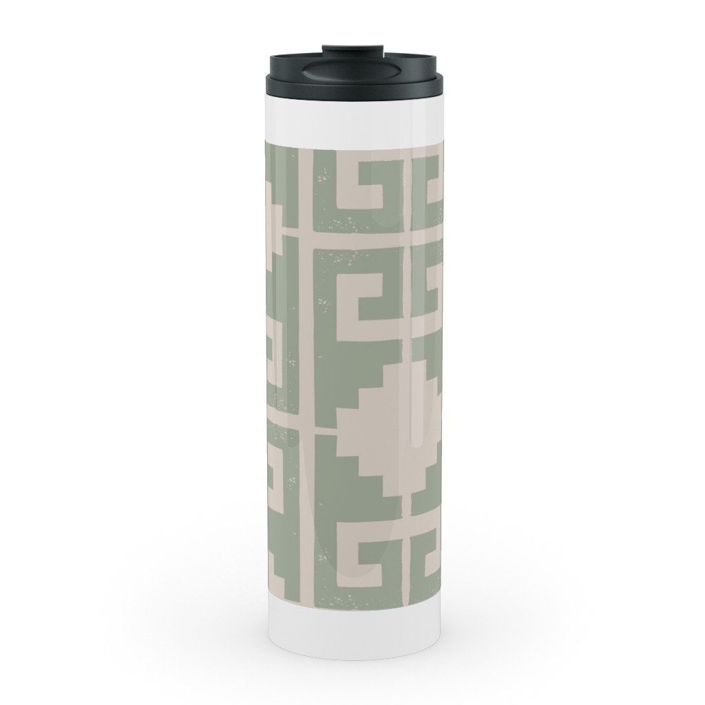 Greek To Me - Green on Cream Stainless Mug, White,  , 20oz, Green