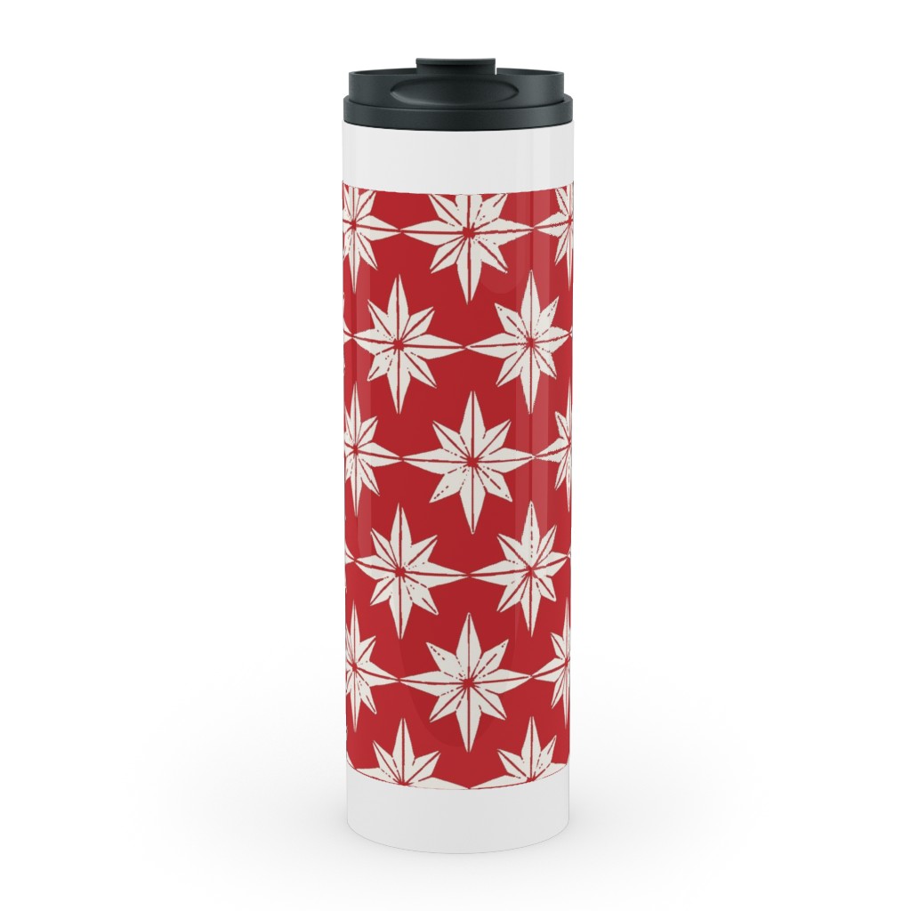 Christmas Star Tiles Stainless Mug, White, , 20oz, Red, Cherry
