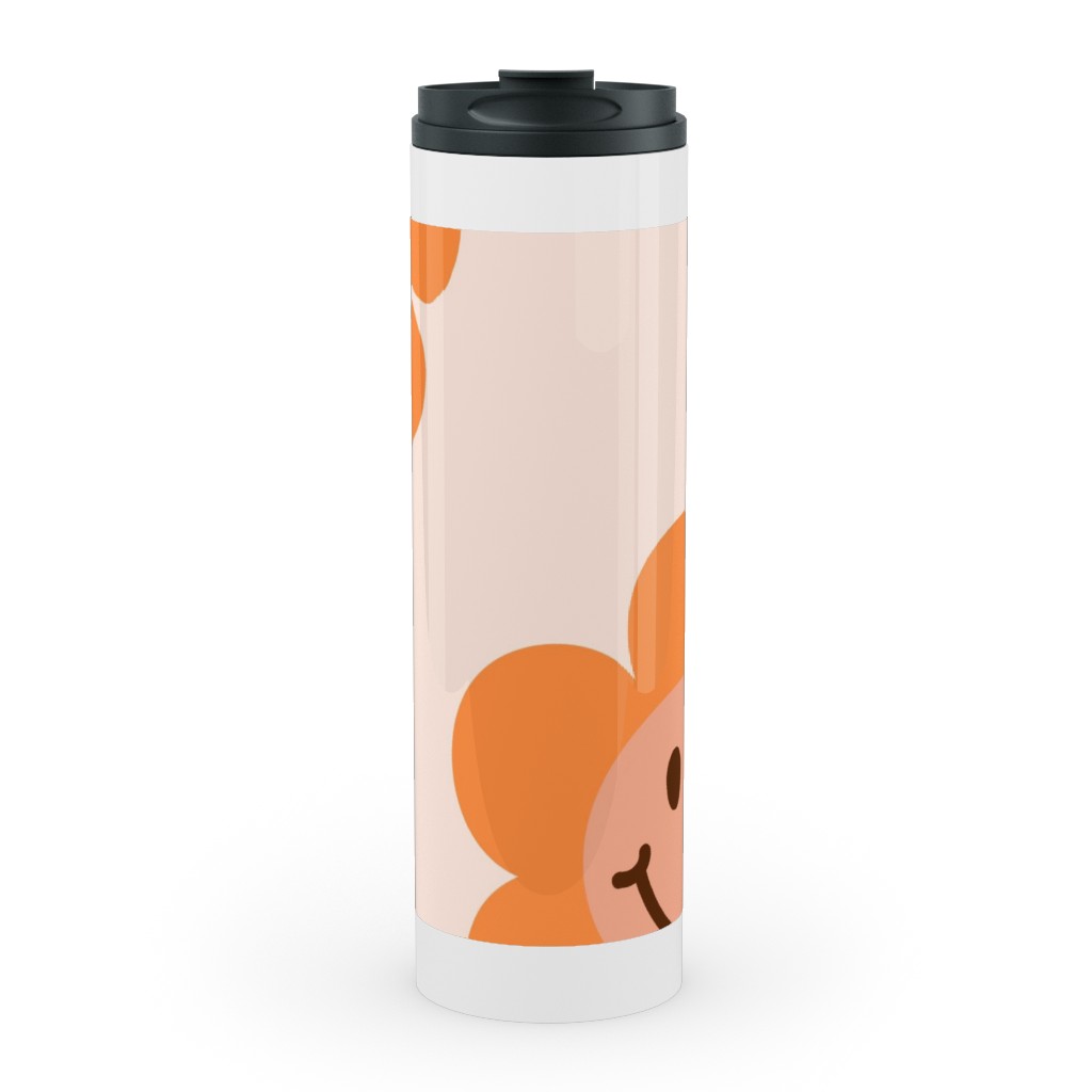 Smiley Floral - Orange Stainless Mug, White, , 20oz, Orange, Orange
