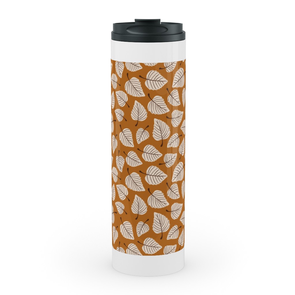 Falling Leaves - Terracotta Stainless Mug, White, , 20oz, Orange, Orange