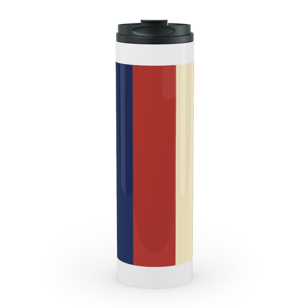 Camping Stripe Vertical - Multi Stainless Mug, White,  , 20oz, Multicolor