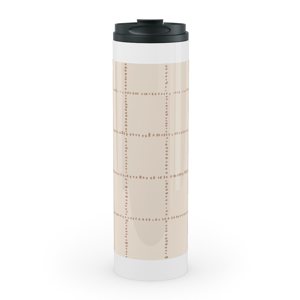 Soul Garden Cuadricula Playa- Beige Stainless Mug, White, , 20oz, Beige, Pearl