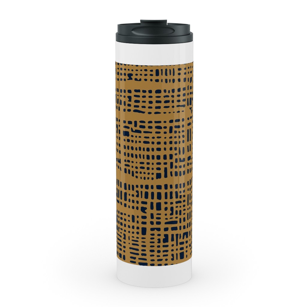 Linen Texture - Mustard Stainless Mug, White, , 20oz, Yellow, Classic Yellow