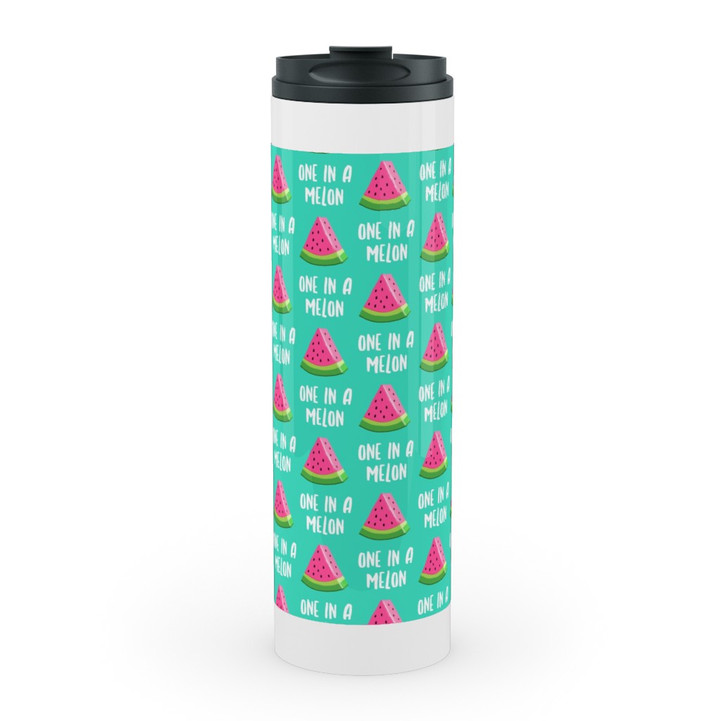 One in a Melon - Watermelon - Pink on Teal Stainless Mug, White,  , 20oz, Green