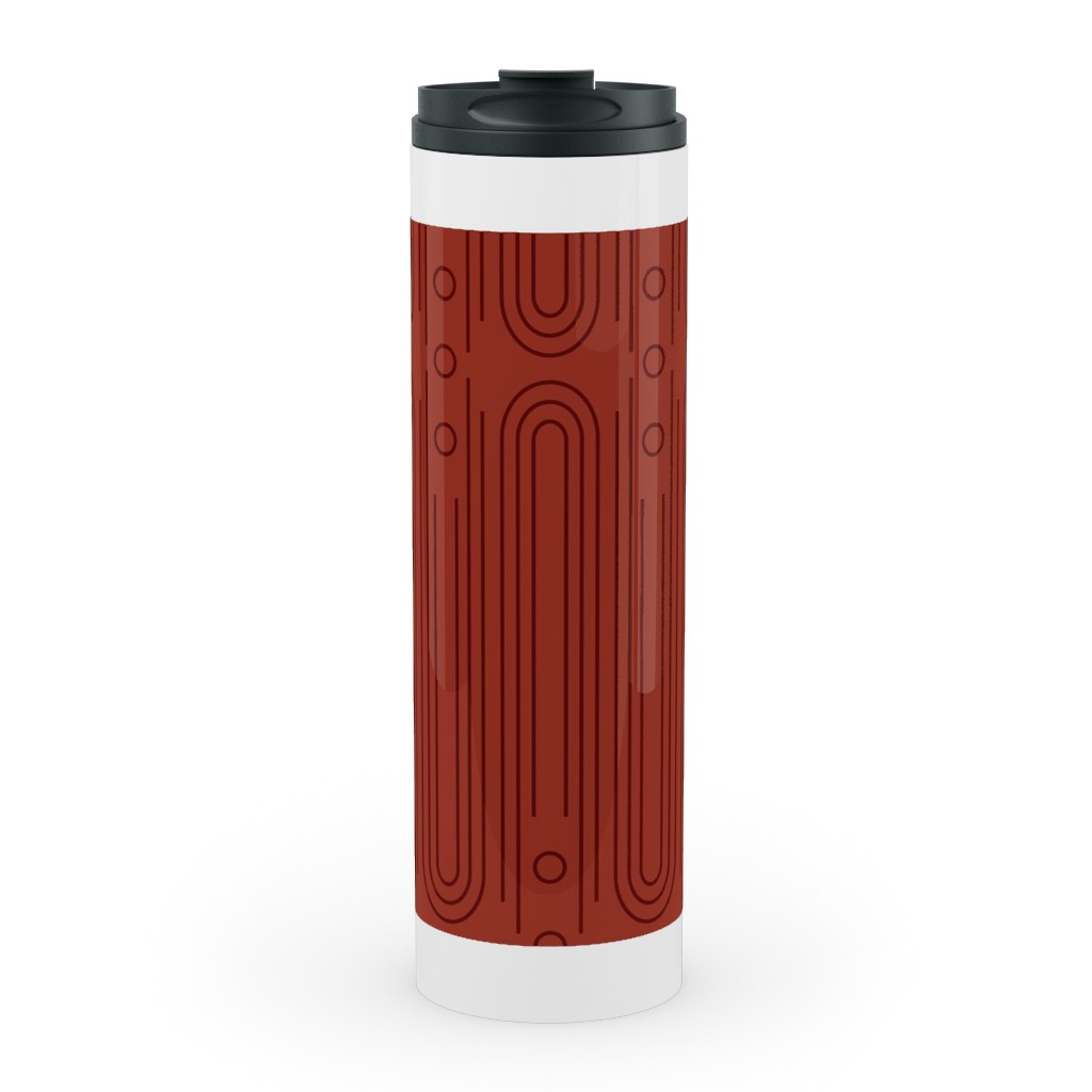 Art Deco Arches - Cranberry Stainless Mug, White,  , 20oz, Red